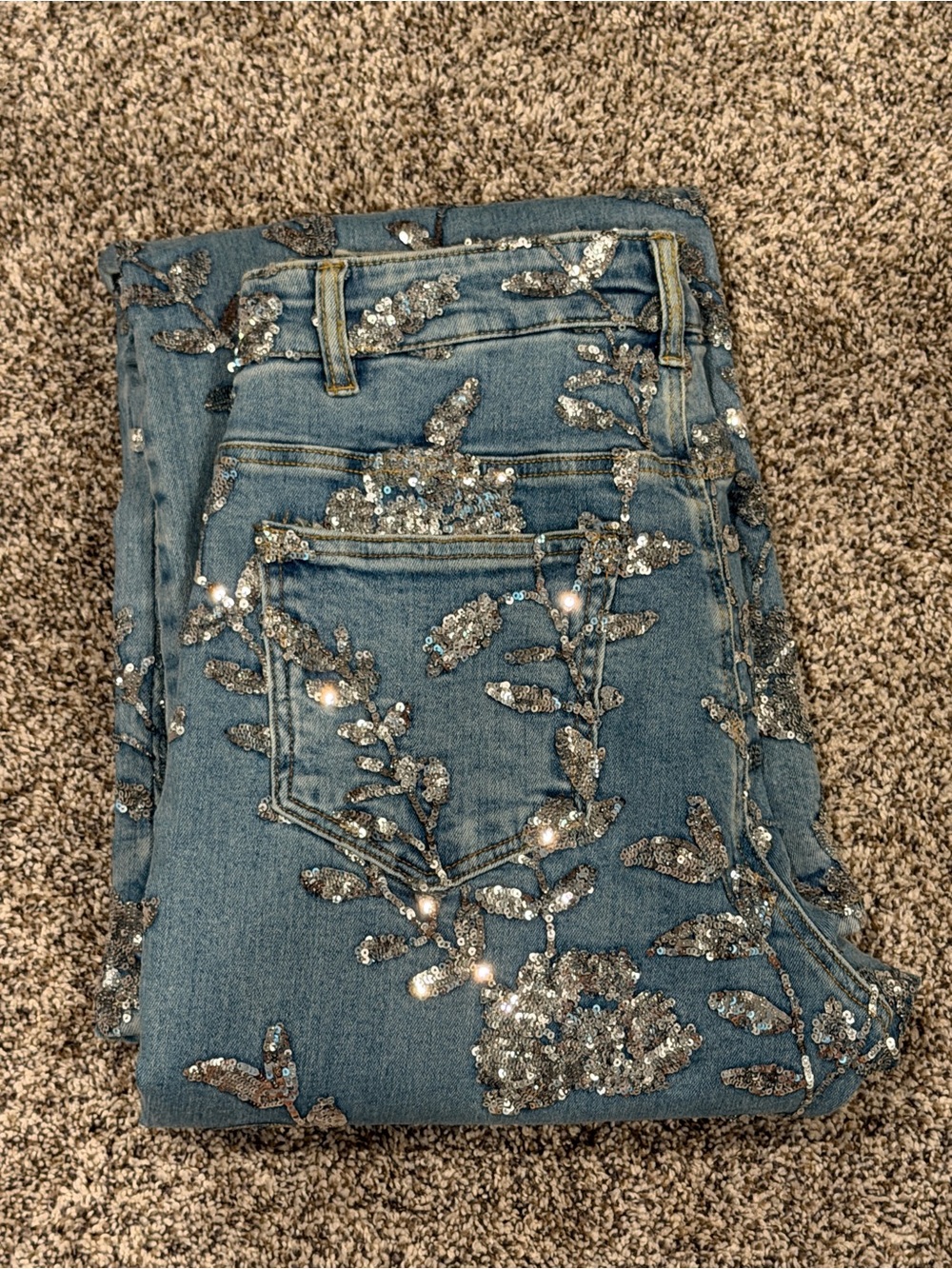 Boston Proper Sequin Embellished Blue Women’s Jeans - Picture 2 of 9